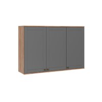Armário Aéreo Milla 3 Portas Nog/Cinza 120cm Carraro