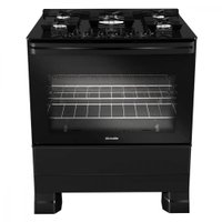 Fogão Mueller 5 Bocas Com Mesa De Vidro E Grades De Ferro Preto