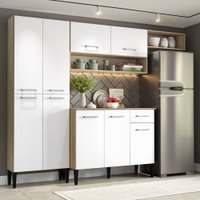 Cozinha Compacta Arizona Glam Carvalho Carraro - Carvalho/Branco