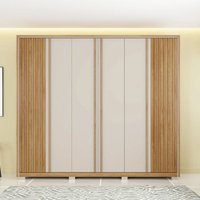 Guarda Roupa Apollo com 6 Portas 4 Gavetas sem Espelho Caemmun 2,70 Buriti C/ Off White