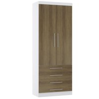 Guarda Roupa Modulado 90cm 2 Portas e 4 Gavetas Alpes Luciane Móveis Branco/Avela