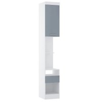Mesa de Cabeceira Alta 38cm 1 Porta e 1 Gaveta Alpes Luciane Móveis Branco/Grey Sky