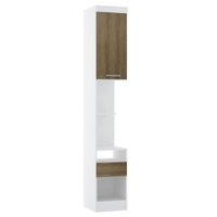 Mesa de Cabeceira Alta 38cm 1 Porta e 1 Gaveta Alpes Luciane Móveis Branco/Avela