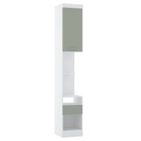 Mesa de Cabeceira Alta 38cm 1 Porta e 1 Gaveta Alpes Luciane Móveis Branco/Verde