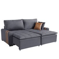 Sofá Cama Retrátil e Reclinável Future 2 Lugares 2,10m com usb Ventricci Cinza/Caramelo
