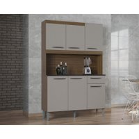 Kit Cozinha Poquema Livia 6 Portas 1 Gaveta Castanho/Off White