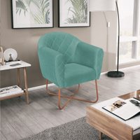 Poltrona Base X Omodei Geane Linho Azul Turquesa