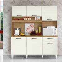 Kit Cozinha Siena 6 Portas 1 Gaveta Aramoveis 1,60 Atacama/Off White