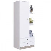 Guarda Roupa com Prateleiras e 2 Gavetas Amore Art In Móveis Branco/Fume