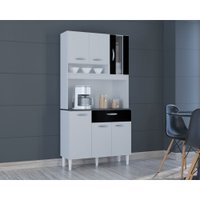 Kit Cozinha Coral 6 Portas 1 Gavetas Branco/Preto