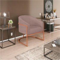 Poltrona Base De Ferro Omodei Louise Linho Rose