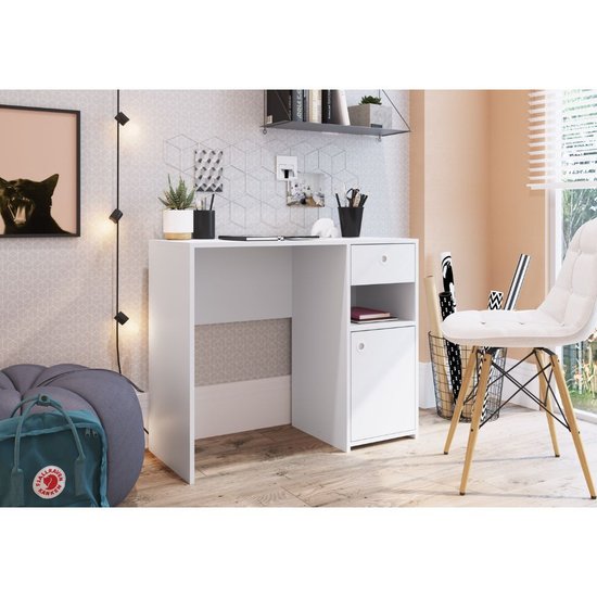 Mesa Escrivaninha 1 Porta 1 Gaveta Art In Moveis Coimbra Branco