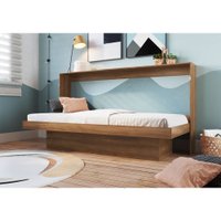 Cama Articulável Horizontal Solteiro C/ Estação De Trabalho Latino Art In Moveis Nogal