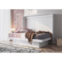 Cama de Casal Latino Articulável C/ Mesa de Estudos Art In Móveis Branco