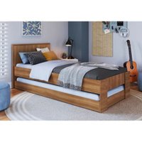 Cama Solteiro com Cama Auxiliar Los Angeles Art In Moveis Nogal Nogal