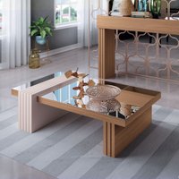 Mesa De Centro HB Luna C/ Espelho - Freijo/Off White