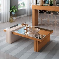 Mesa De Centro HB Luna C/ Espelho - Cinamomo/Off White