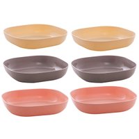Kit 6 Bowls Lyor Quadrados Bambu Sortido Tigela 14,5x3cm Frutas Petiscos Sobremesas Colorido