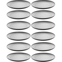 Kit 12 Pratos de Sobremesa Oriental em Melamina 18cm para Restaurante Japonês Lyor Preto