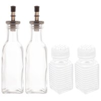 Porta Azeite e Vinagre Saleiro Pimenteiro Kit 4 Potes para Temperos Condimentos Vidro Lyor Transparente