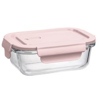 Pote de Vidro Hermético com Tampa 410ml UZ Retangular Rosa Pote para Frutas Lanches Rosa