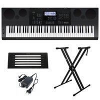 Kit Teclado Arranjador 76 Teclas WK 6600 Preto Casio com Suporte em X