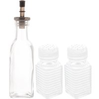 Kit Porta Temperos de Vidro Garrafa para Azeite Saleiro e Pimenteiro Lyor Potes para Condimentos Transparente
