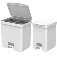 02 Lixeiras de Pedal com Aro Interno 12 Litros e 20 Litros Dupla Seletiva OU Trium Branco