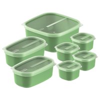 Kit de Potes Tramontina Mixcolor em Polipropileno Verde Sálvia com Tampa Transparente 7 Peças
