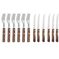 Jogo de Talheres Tramontina para Churrasco em Aço Inox Polywood 12 Peças