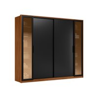 Guarda-Roupas Casal 4 Portas Vidro Reflecta Multimóveis CR35225 Nogueira/Preto TX