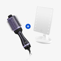 Combo Beleza: Espelho de Mesa Touch com LED + Escova Secadora Lilás Bivolt  - EB141K