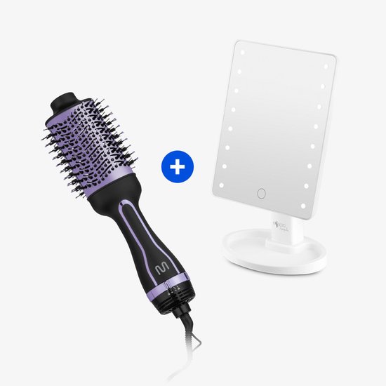 Combo Beleza: Espelho de Mesa Touch com LED + Escova Secadora Lilás Bivolt  - EB141K