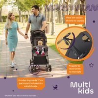 Carrinho de Bebê para Passeio Flick 0-15kgs Preto com Cinza Multikids Baby - BB445
