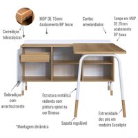 Conjunto Escritório Mesa L Gaveteiro 28004X27998 Hanover Branco Artesano