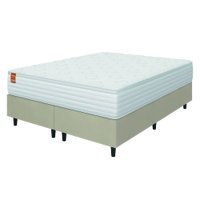 Cama Box Colchão Casal Queen Molas Ensacadas Real 158x198x65cm Branco / Bege Inducol - Suporta até 130kg por Pessoa