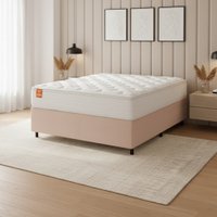 Cama Box Colchão Casal Queen Molas Ensacadas Real 158x198x65cm Branco / Bege Inducol - Suporta até 130kg por Pessoa
