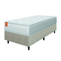 Cama Box Colchão Solteiro Molas Ensacadas Real 88x188x65cm Branco / Bege Inducol - Suporta até 130kg por Pessoa