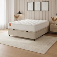 Cama Box Baú Colchão Casal Molas Ensacadas Real 138x188x68cm Linho Branco Inducol - Suporta até 130kg por Pessoa