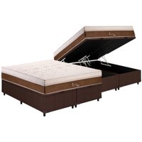 Conjunto Box Baú King: Colchão Molas Polar MasterPocket Ensacadas Jasmim + Base CRC Courano Brown(193x203)