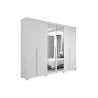 Guarda Roupa 6 Portas e 6 Gavetas c/ Espelho e Pés Guarapari Branco - Panan