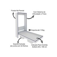 Cama Solteiro Multifuncional Articulada Dobrável CM8015 Amêndoa - Tecno Mobili