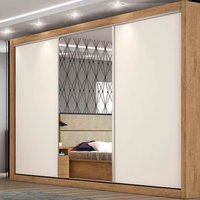 Guarda Roupa Casal 3 Portas de Correr e 6 Gavetas c/1 Espelhos Toronto Branco - Europa
