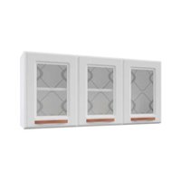 Armário Aéreo p/ Cozinha Mirage New Aço 3 Portas c/Vidro 120cm Branco - Telasul