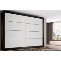 Guarda Roupas 2 Portas de Correr e 6 Gavetas Sevilha Branco/Preto - Europa