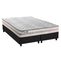 Cama Box Queen: Colchão Espuma D33 Paropas Pasquale Plus + Base CRC Suede Gray(158x198)