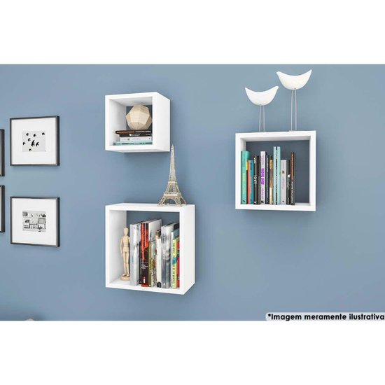 Cubo Quarto Solteiro Nicho Triplo AM 3078 Branco - Movelbento