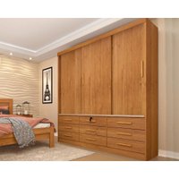 Guarda Roupa Casal 3 Portas de Correr e 9 Gavetas Chicago Cinamomo - Tcil Móveis
