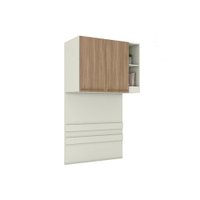 Armário Aéreo Modulado Ponte Solteiro MC12 Seletto c/ 2 Portas e 2 Nichos cor Areia/Jequitibá - Henn