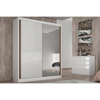 Guarda Roupa Solteiro 2 Portas de correr e 3 Gavetas c/Espelho Thor Plus Branco - Novo Horizonte
